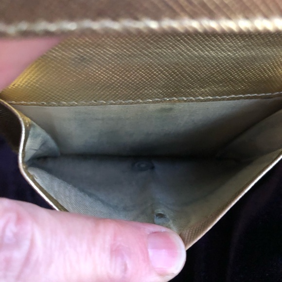 VERY RARE!! Prada gold metallic leather wallet! Would be great on chain! - Picture 15 of 16